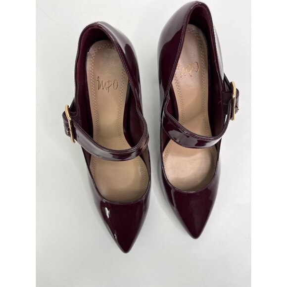 Impo Terrie Mary Jane Buckle Pointy Toe Block Heels Burgundy Wine Red Sz 11 - Picture 5 of 7